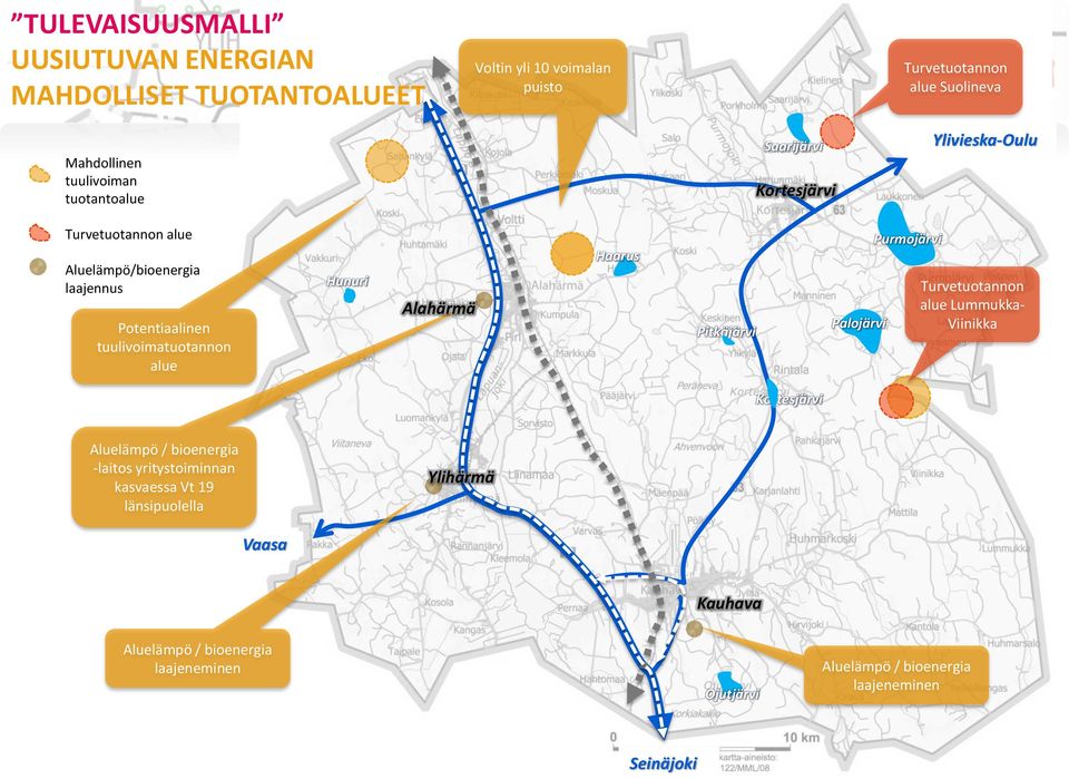alue Hunuri Haarus Pitkäjärvi Palojärvi Purmojärvi Turvetuotannon alue Lummukka- Viinikka Aluelämpö / bioenergia -laitos