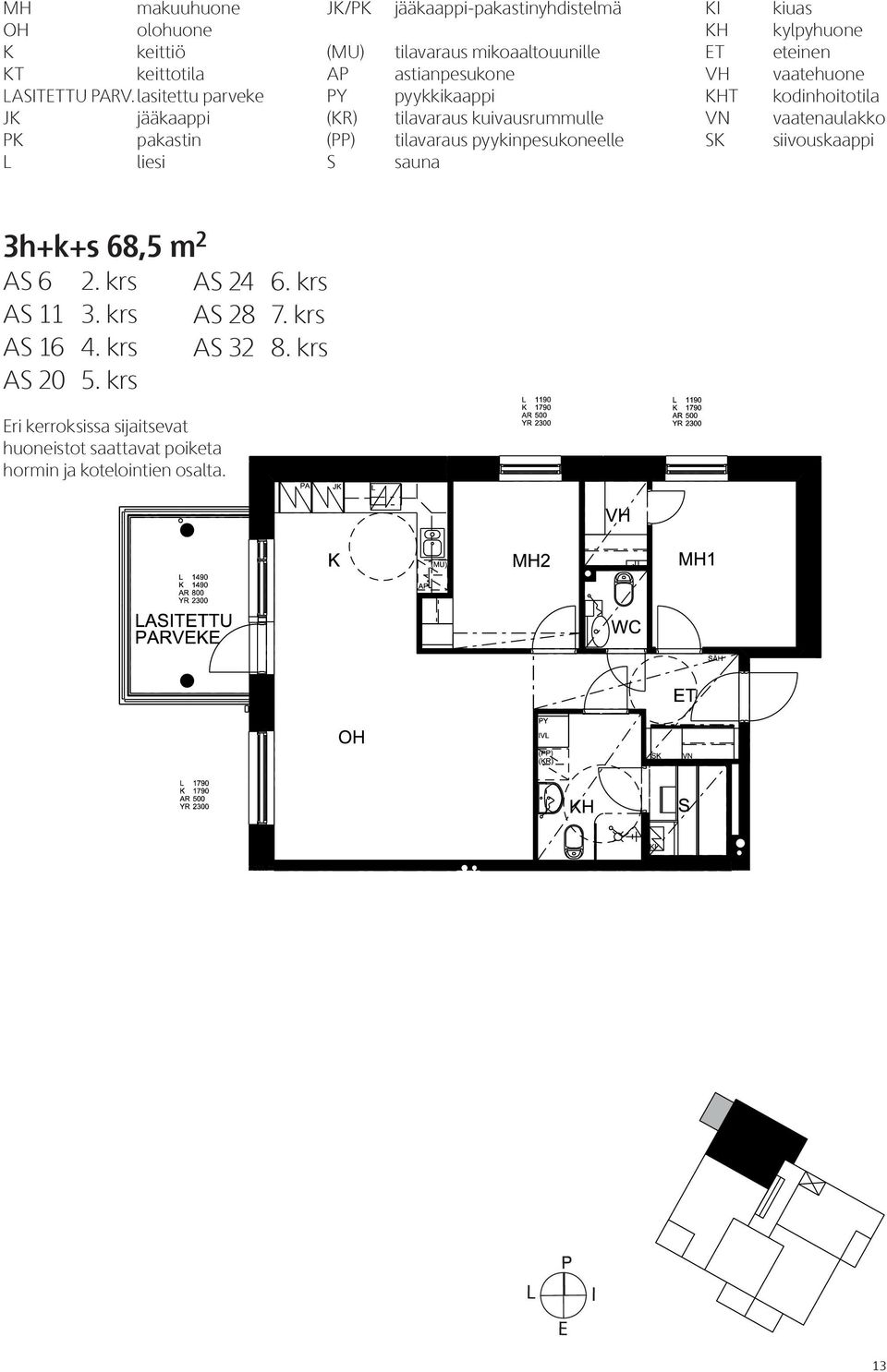 astianpesukone pyykkikaappi tilavaraus kuivausrummulle tilavaraus pyykinpesukoneelle sauna KI KH ET VH KHT VN SK kiuas kylpyhuone eteinen