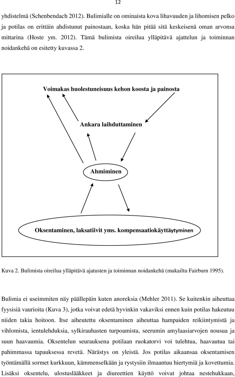 Tämä bulimista oireilua ylläpitävä ajattelun ja toiminnan noidankehä on esitetty kuvassa 2.