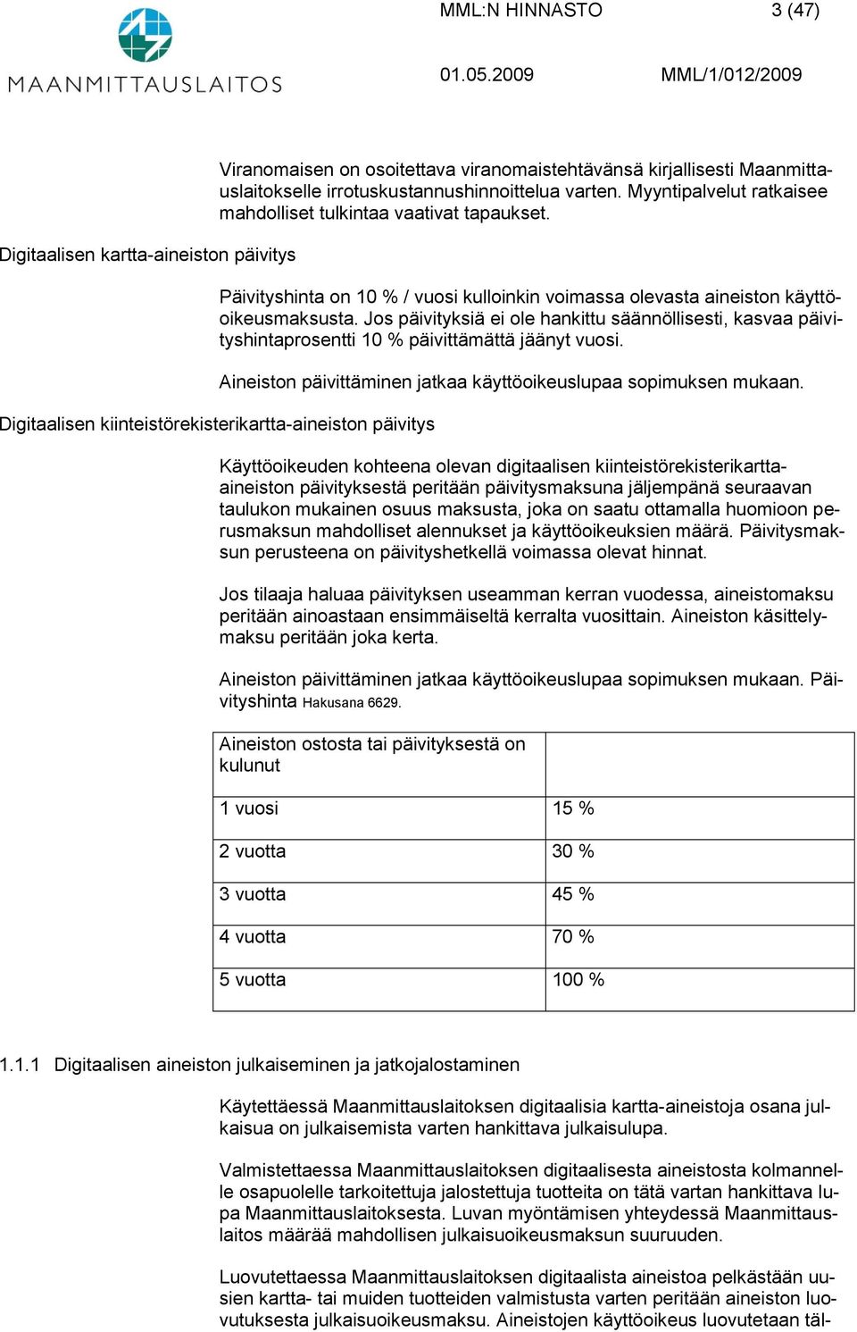 Jos päivityksiä ei ole hankittu säännöllisesti, kasvaa päivityshintaprosentti 10 % päivittämättä jäänyt vuosi.