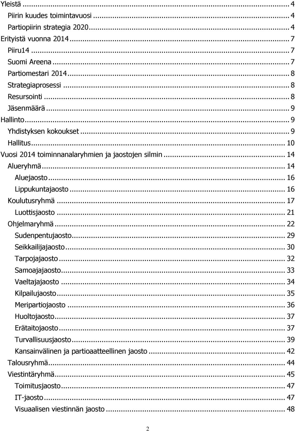 .. 16 Koulutusryhmä... 17 Luottisjaosto... 21 Ohjelmaryhmä... 22 Sudenpentujaosto... 29 Seikkailijajaosto... 30 Tarpojajaosto... 32 Samoajajaosto... 33 Vaeltajajaosto... 34 Kilpailujaosto.