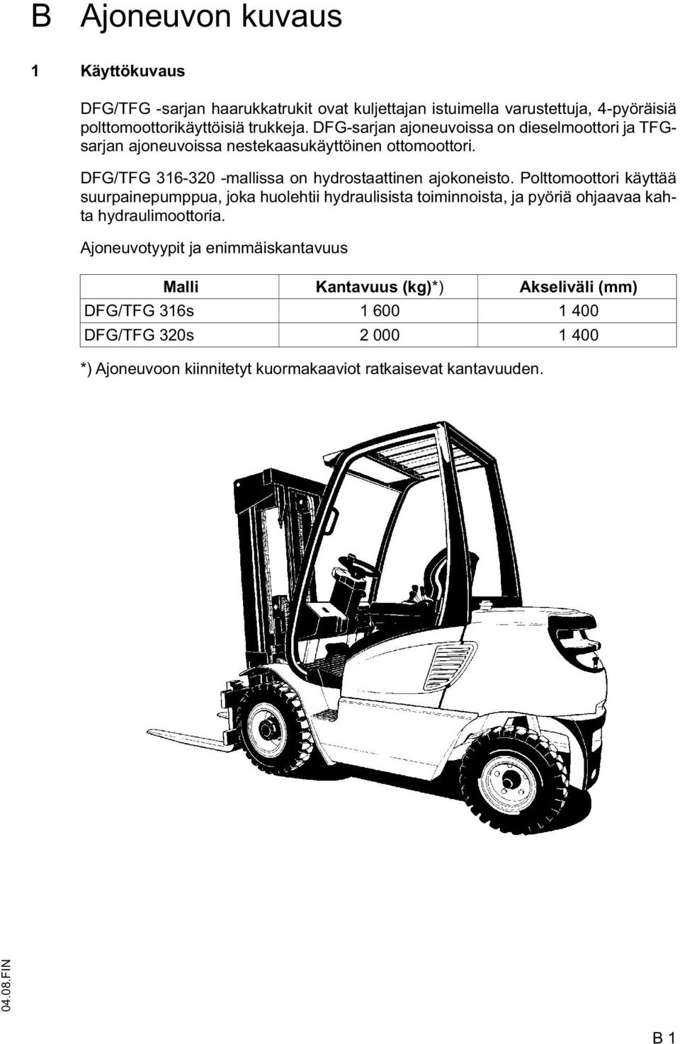 Polttomoottori käyttää suurpainepumppua, joka huolehtii hydraulisista toiminnoista, ja pyöriä ohjaavaa kahta hydraulimoottoria.