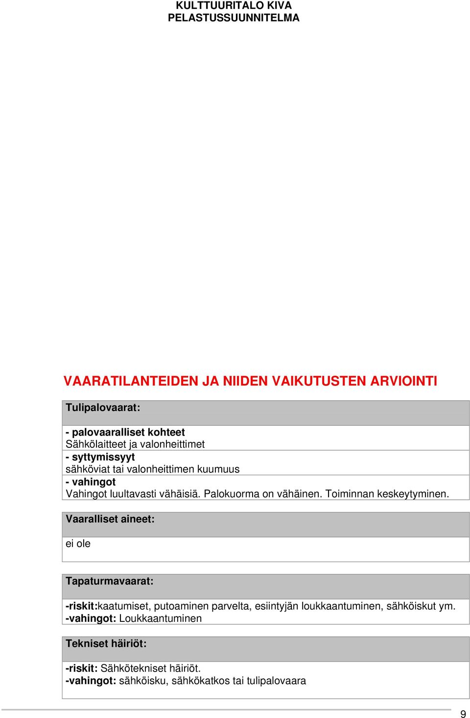 Toiminnan keskeytyminen.