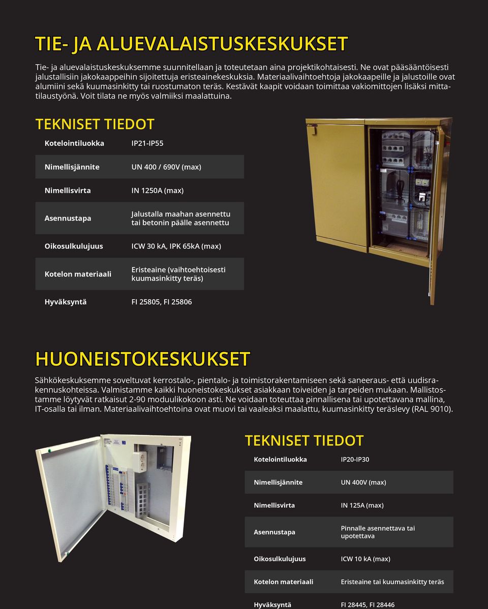 Kestävät kaapit voidaan toimittaa vakiomittojen lisäksi mittatilaustyönä. Voit tilata ne myös valmiiksi maalattuina.