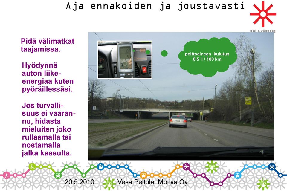 polttoaineen kulutus 0,5 l / 100 km Jos turvallisuus ei