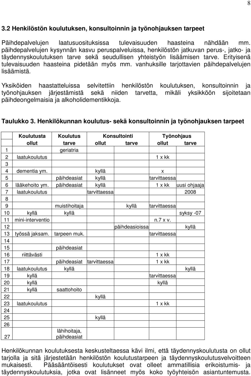 Erityisenä tulevaisuuden haasteina pidetään myös mm. vanhuksille tarjottavien päihdepalvelujen lisäämistä.