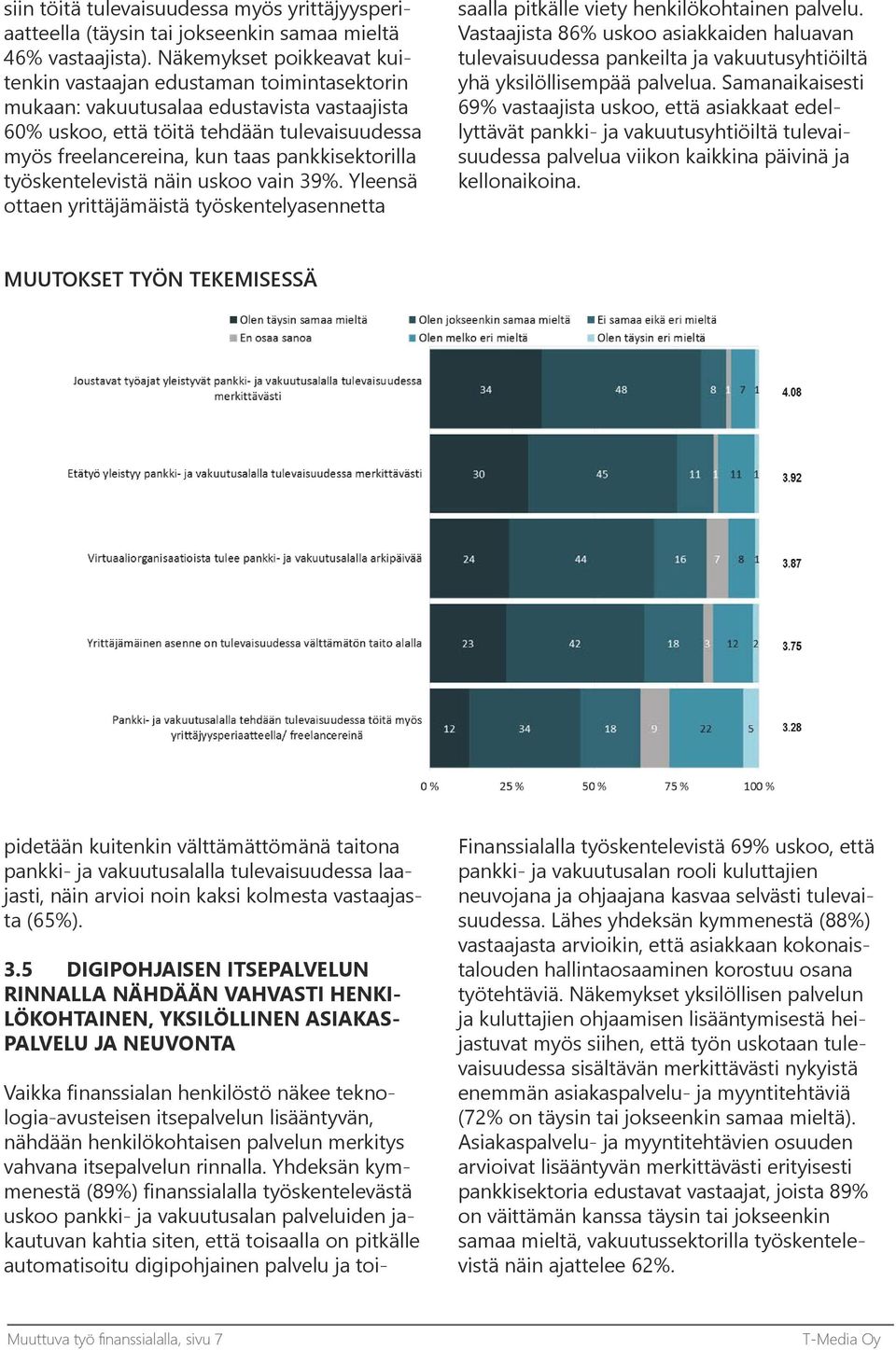 pankkisektorilla työskentelevistä näin uskoo vain 39%.