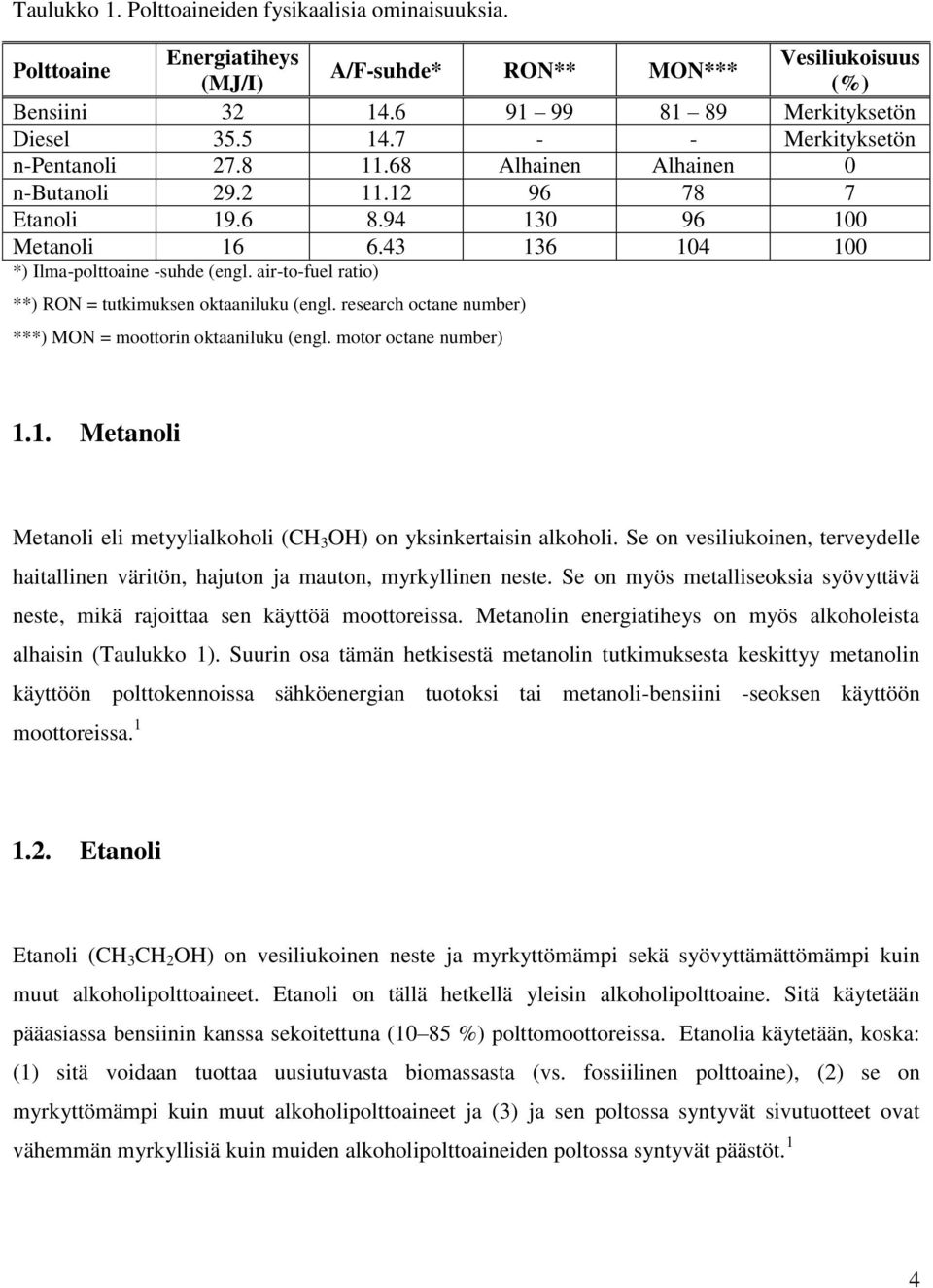 air-to-fuel ratio) **) RON = tutkimuksen oktaaniluku (engl. research octane number) ***) MON = moottorin oktaaniluku (engl. motor octane number) 1.