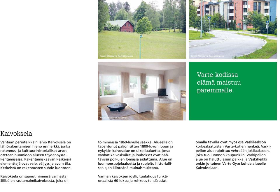 täydennysrakentamisessa. Rakentamiskaavan keskeisiä elementtejä ovat valo, väljyys ja avoin tila. Keskeistä on rakennusten suhde luontoon.