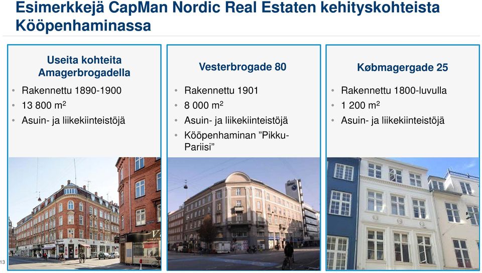 m 2 Asuin- ja liikekiinteistöjä Rakennettu 1901 8 000 m 2 Asuin- ja liikekiinteistöjä