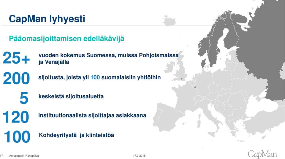 suomalaisiin yhtiöihin 5 keskeistä sijoitusaluetta 120 100