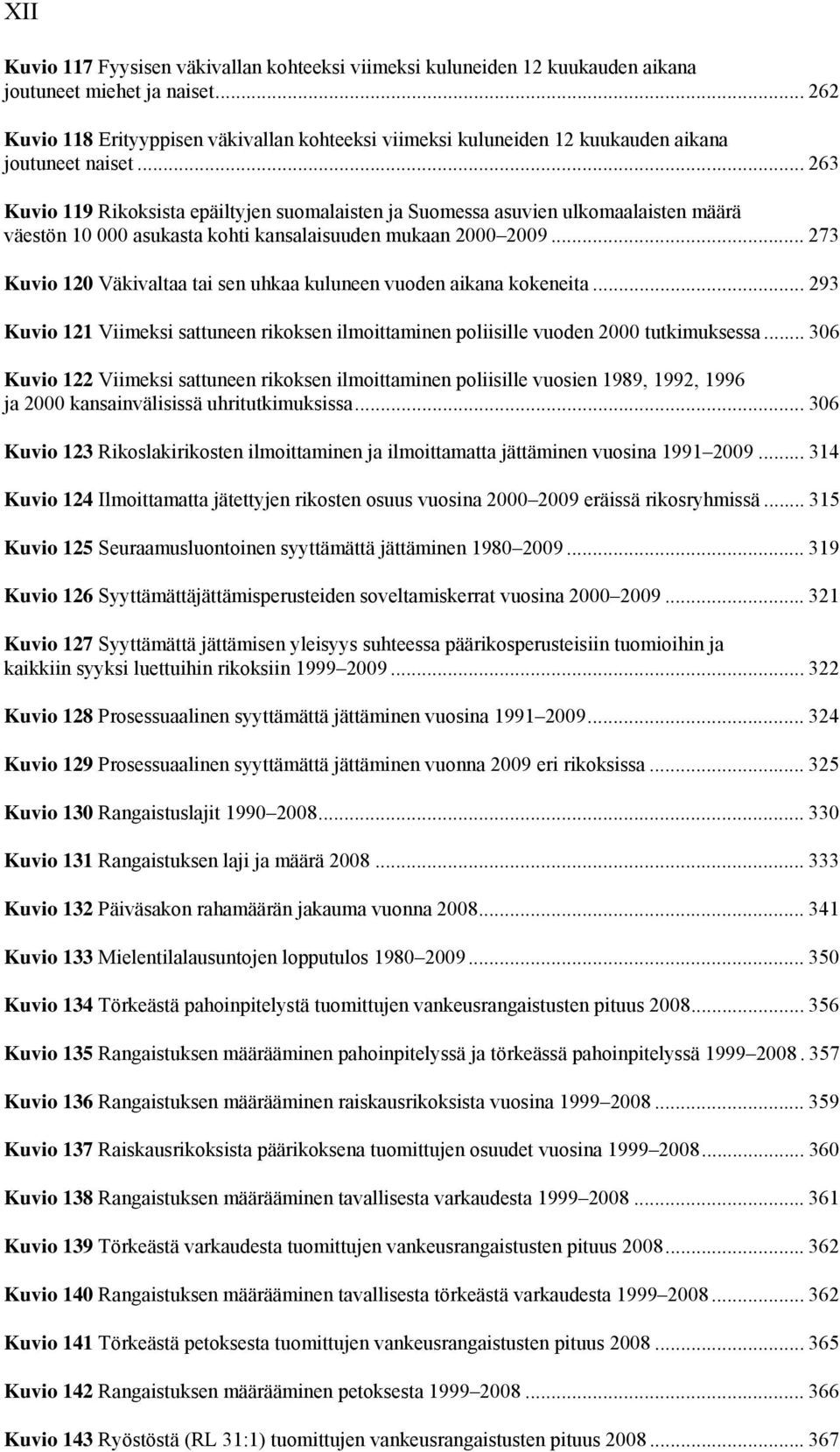 .. 263 Kuvio 119 Rikoksista epäiltyjen suomalaisten ja Suomessa asuvien ulkomaalaisten määrä väestön 10 000 asukasta kohti kansalaisuuden mukaan 2000 2009.