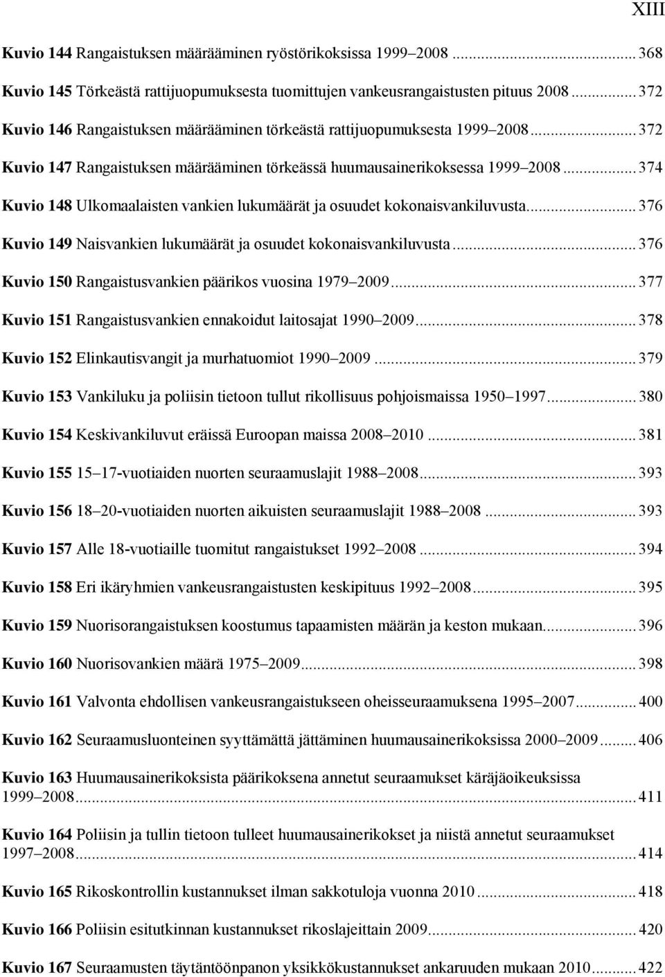 .. 374 Kuvio 148 Ulkomaalaisten vankien lukumäärät ja osuudet kokonaisvankiluvusta... 376 Kuvio 149 Naisvankien lukumäärät ja osuudet kokonaisvankiluvusta.