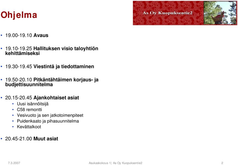 10 Pitkäntähtäimen korjaus- ja budjettisuunnitelma 20.15-20.