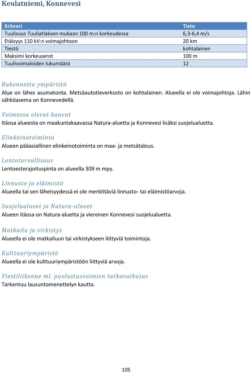 Voimassa olevat kaavat Itäosa alueesta on maakuntakaavassa Natura-aluetta ja Konnevesi lisäksi suojelualuetta. Elinkeinotoiminta Alueen pääasiallinen elinkeinotoiminta on maa- ja metsätalous.