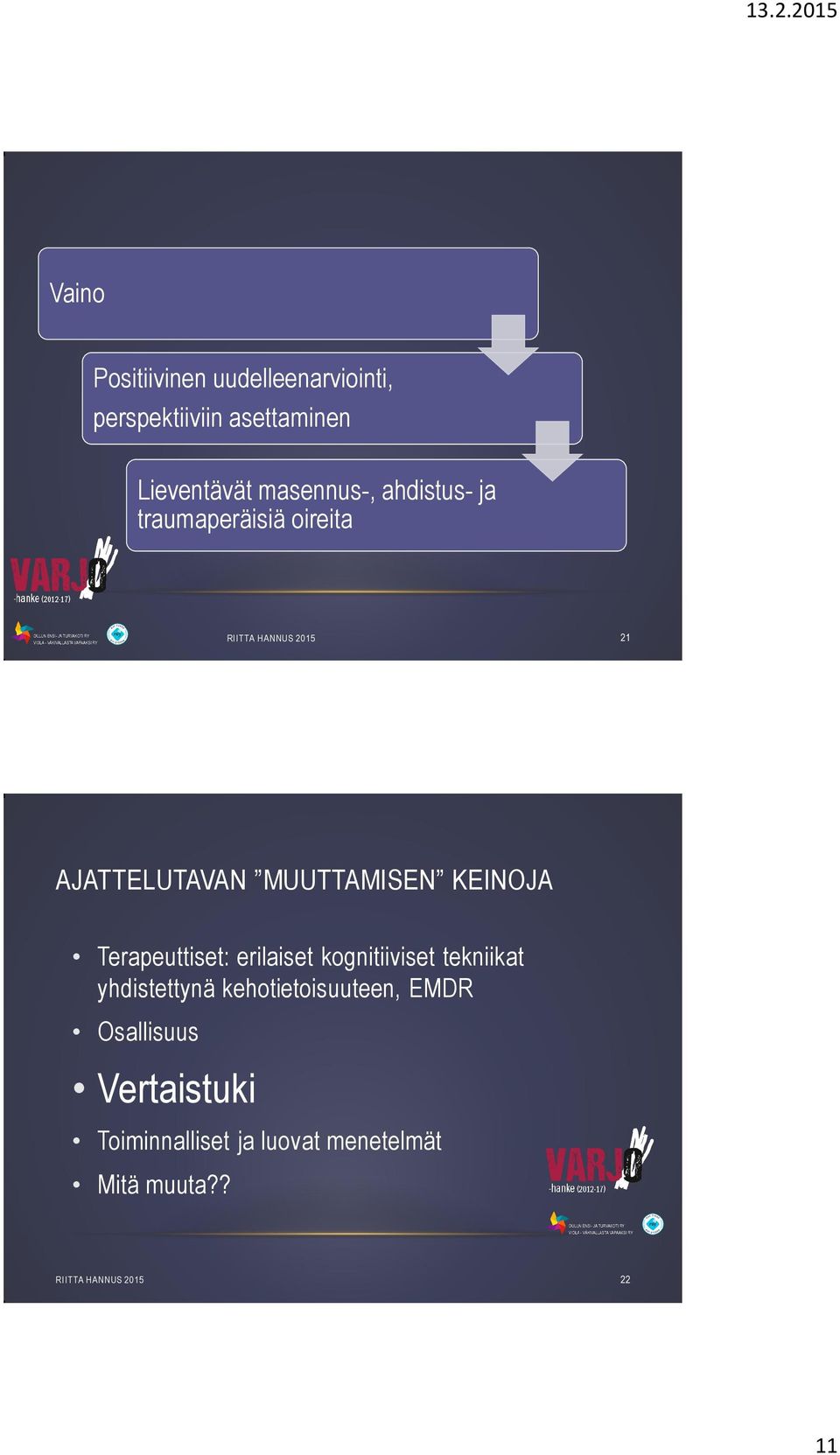 KEINOJA Terapeuttiset: erilaiset kognitiiviset tekniikat yhdistettynä