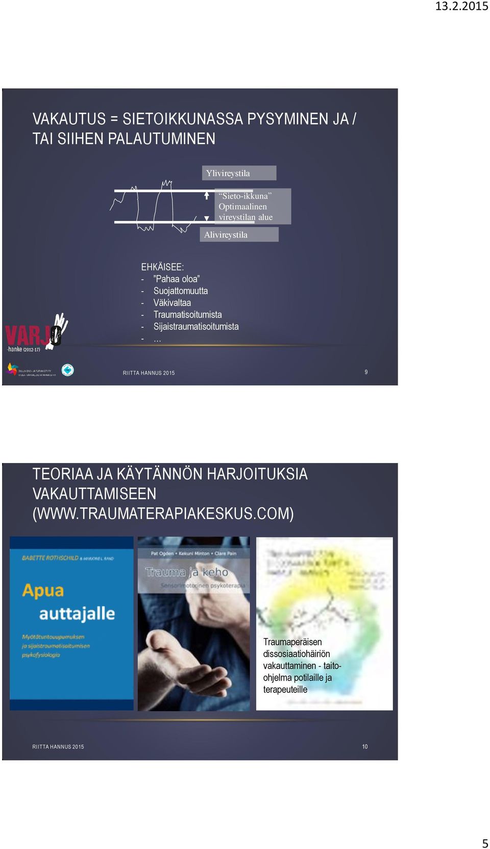 Traumatisoitumista - Sijaistraumatisoitumista - 9 TEORIAA JA KÄYTÄNNÖN HARJOITUKSIA VAKAUTTAMISEEN (WWW.