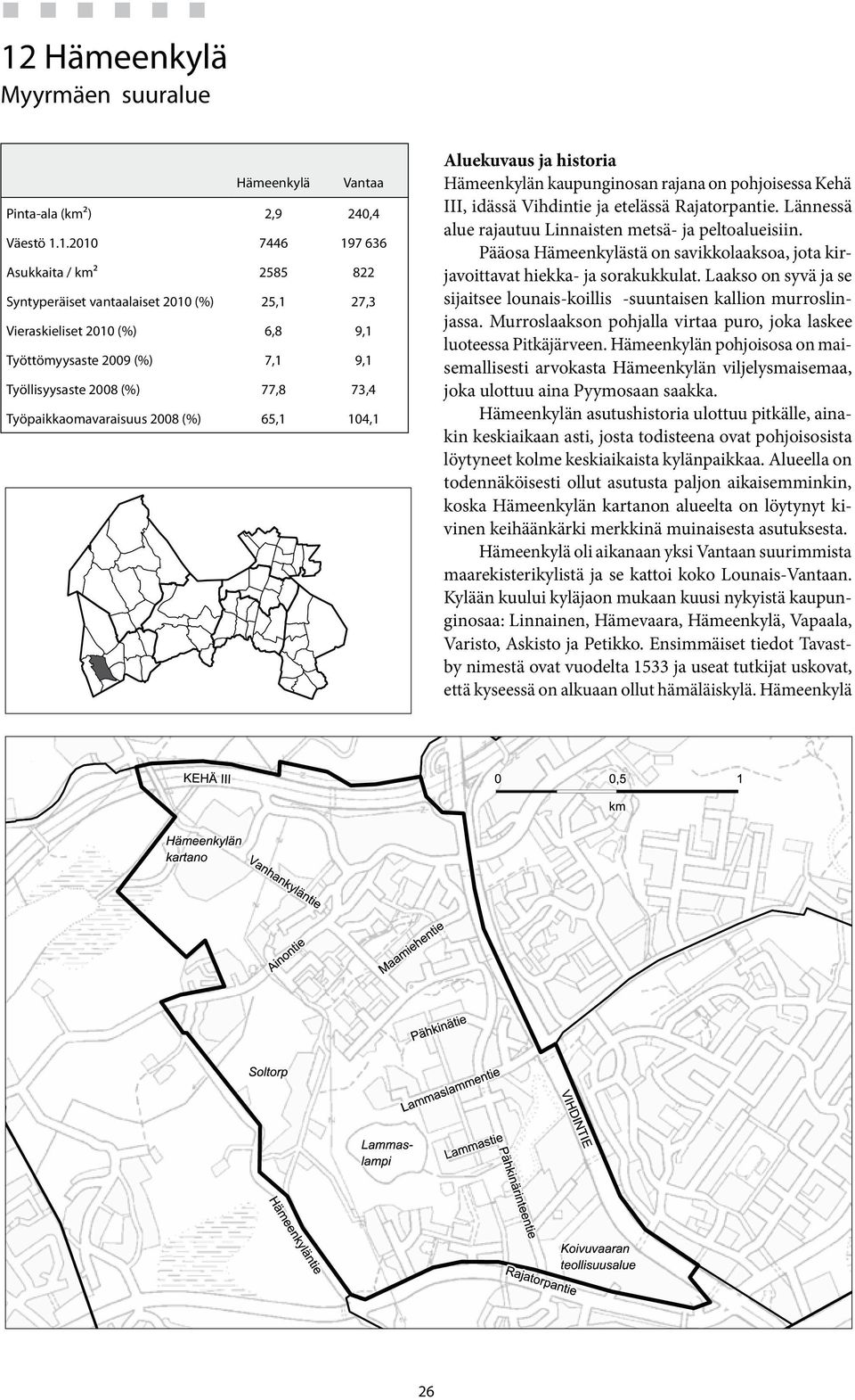 Lännessä alue rajautuu Linnaisten metsä- ja peltoalueisiin. Pääosa Hämeenkylästä on savikkolaaksoa, jota kirjavoittavat hiekka- ja sorakukkulat.