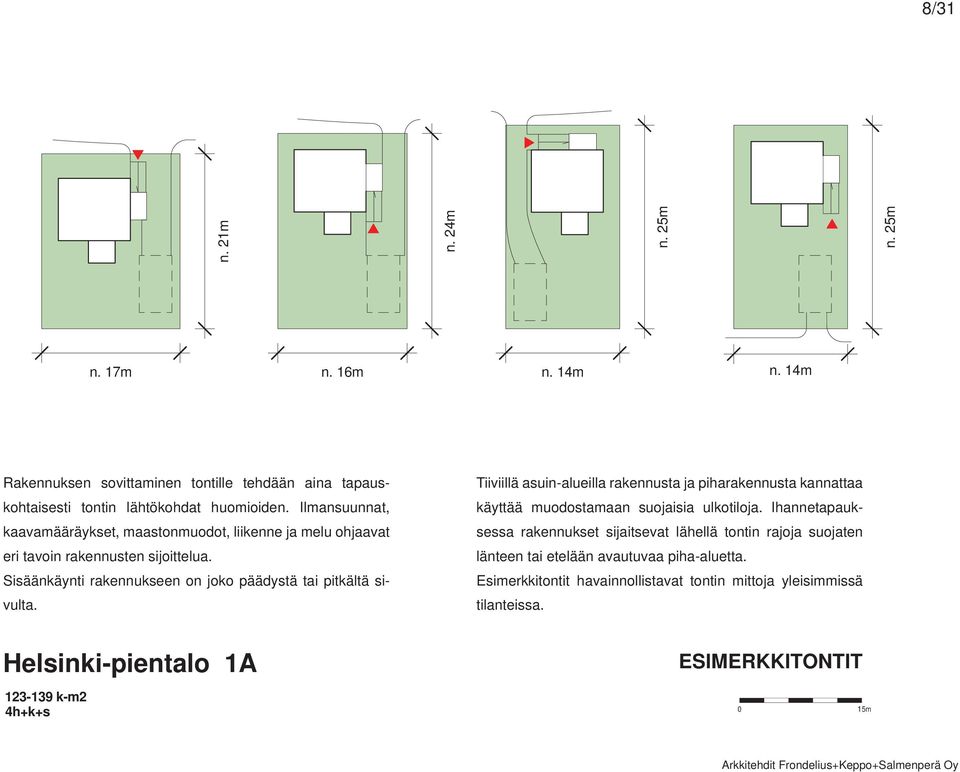 Tiiviillä asuin-alueilla rakennusta ja piharakennusta kannattaa käyttää muodostamaan suojaisia ulkotiloja.