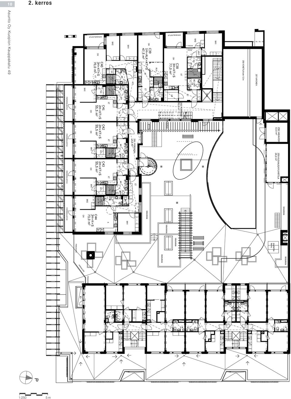 istutuksia istutuksia C38 3H++ 77,0 m 2 A 260 ORRAH 58,0 m 2 F 1400x300 alareuna h=2100 / T F 900x300 ÄYT HII 256 ONILA kork 1, 257 IV/ONEH. AUINERROALA 2.