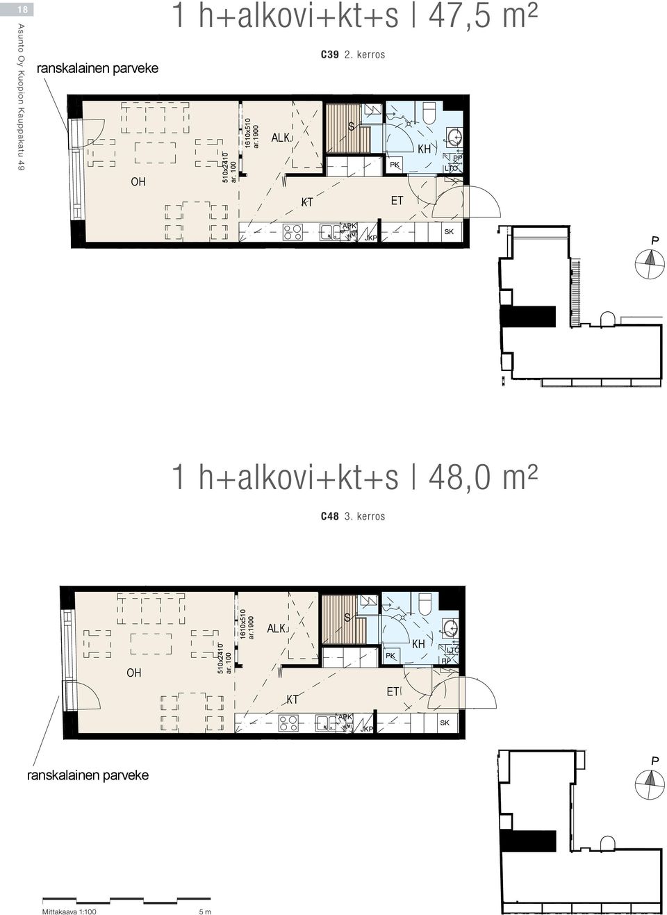 kerros A 1 h+alkovi+kt+s 48,0 m 2 C48 3.