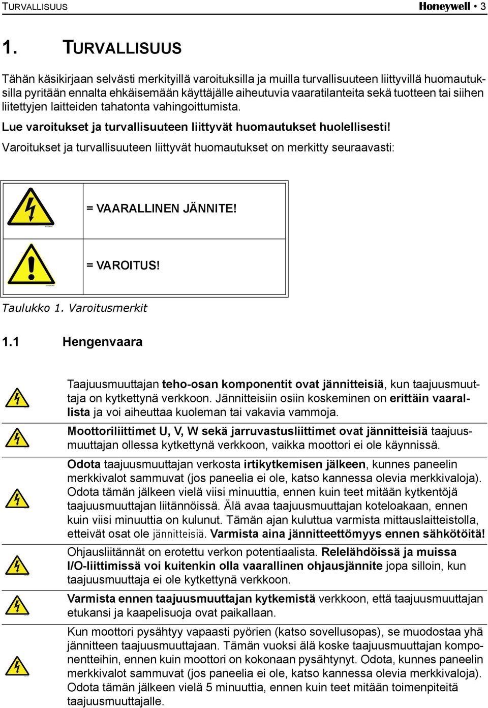 tuotteen tai siihen liitettyjen laitteiden tahatonta vahingoittumista. Lue varoitukset ja turvallisuuteen liittyvät huomautukset huolellisesti!