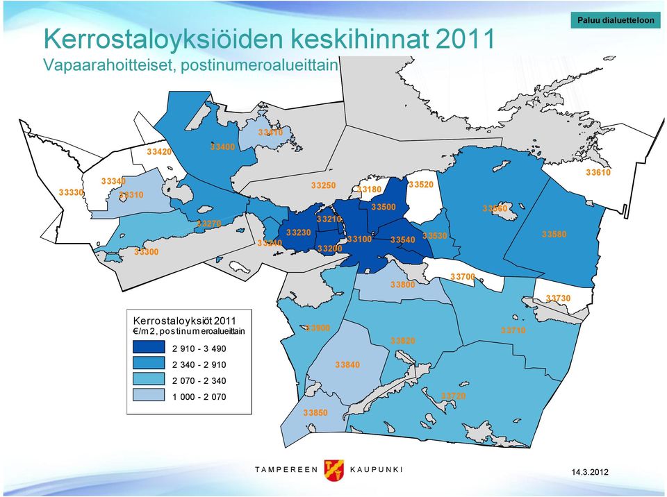 33520 33180 33500 33100 33540 33530 33560 33580 33610 33800 33700 33730 Kerrostaloyksiöt 2011