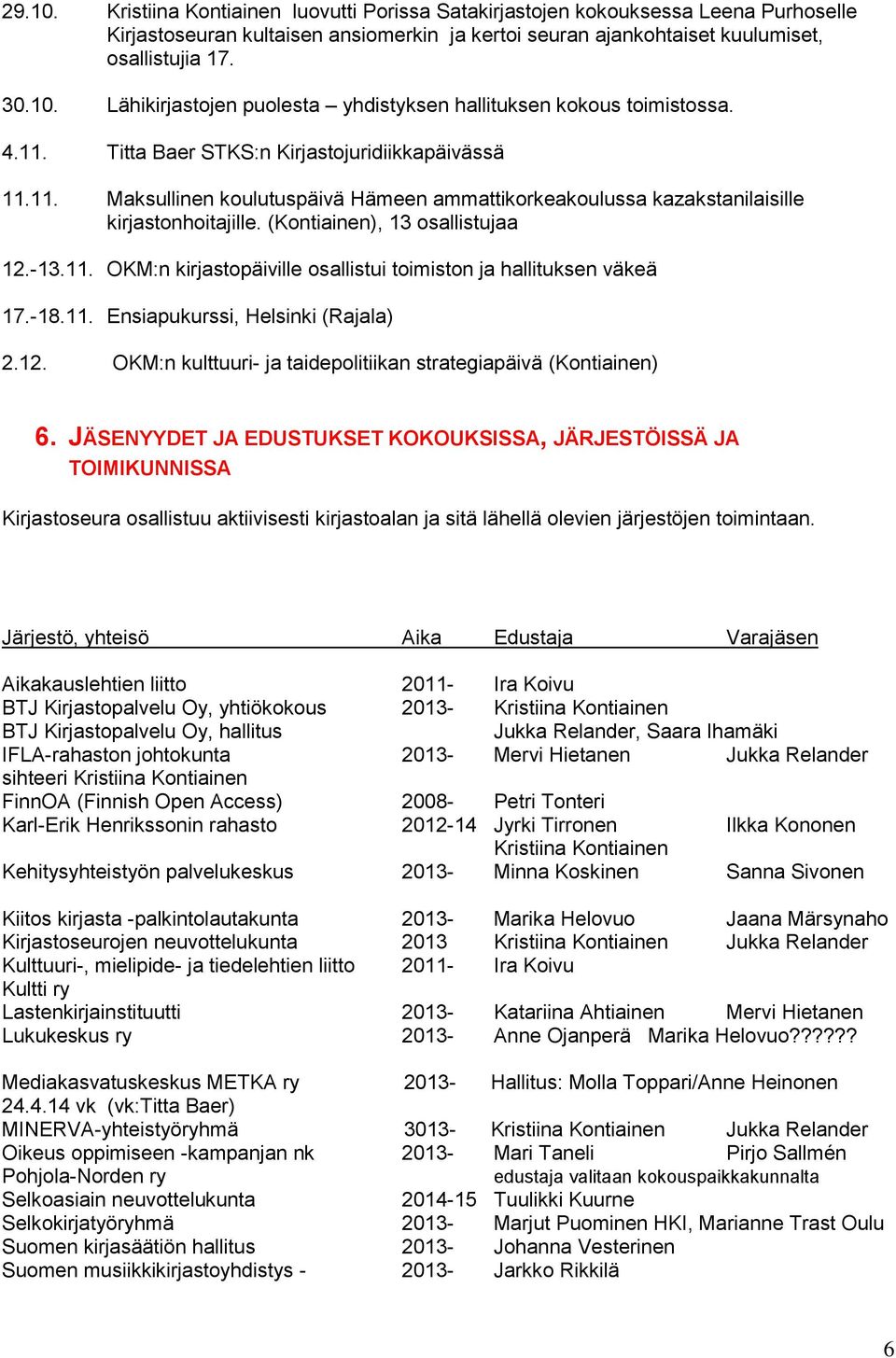 -18.11. Ensiapukurssi, Helsinki (Rajala) 2.12. OKM:n kulttuuri- ja taidepolitiikan strategiapäivä (Kontiainen) 6.
