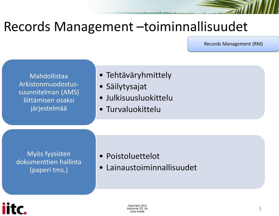 Tehtäväryhmittely Säilytysajat Julkisuusluokittelu Turvaluokittelu Myös