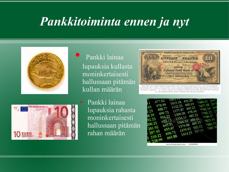 pitämän kullan määrän Pankki lainaa lupauksia