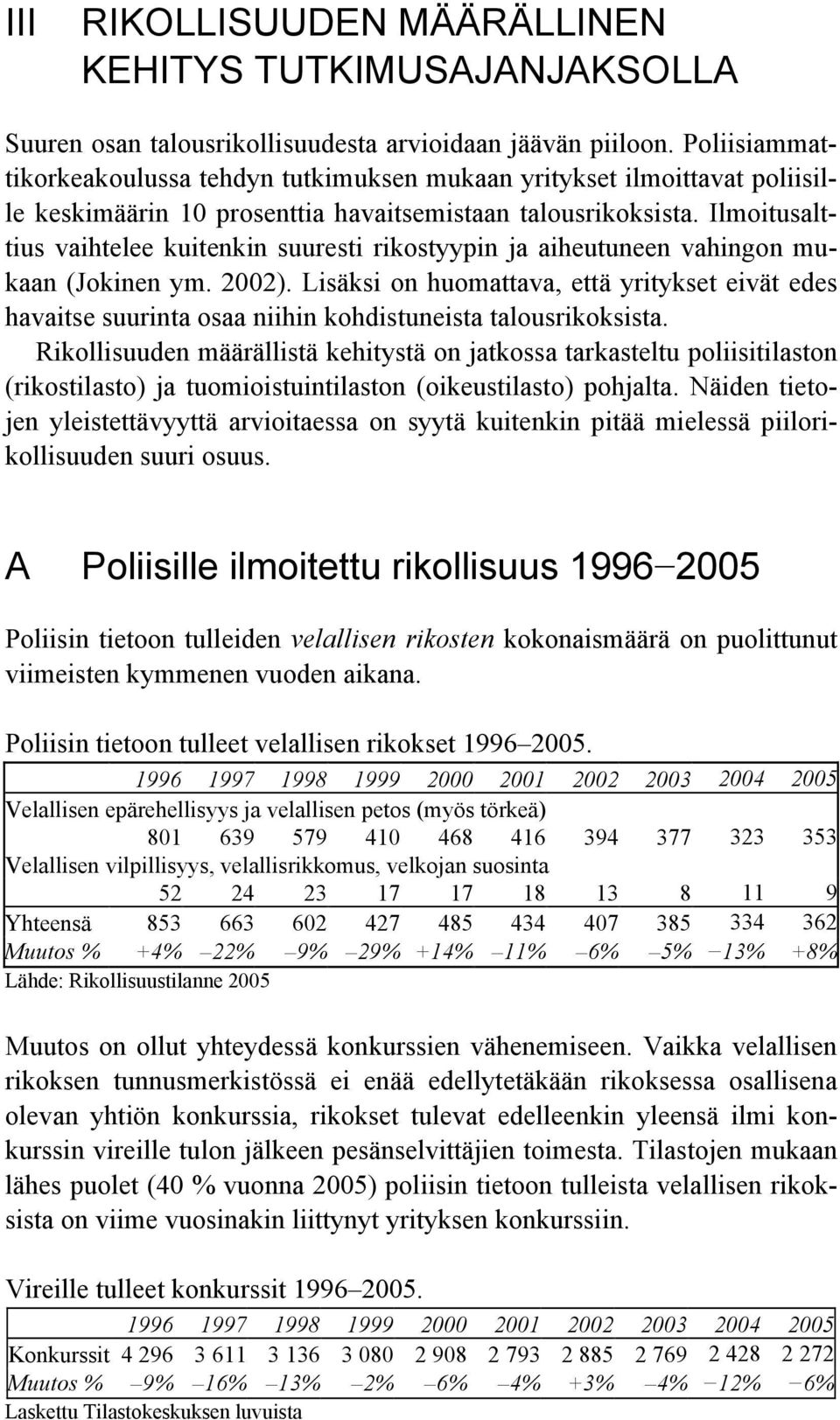 Ilmoitusalttius vaihtelee kuitenkin suuresti rikostyypin ja aiheutuneen vahingon mukaan (Jokinen ym. 2002).