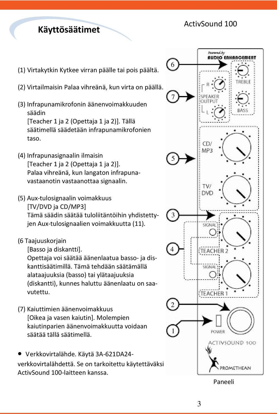 Palaa vihreänä, kun langaton infrapunavastaanotin vastaanottaa signaalin.