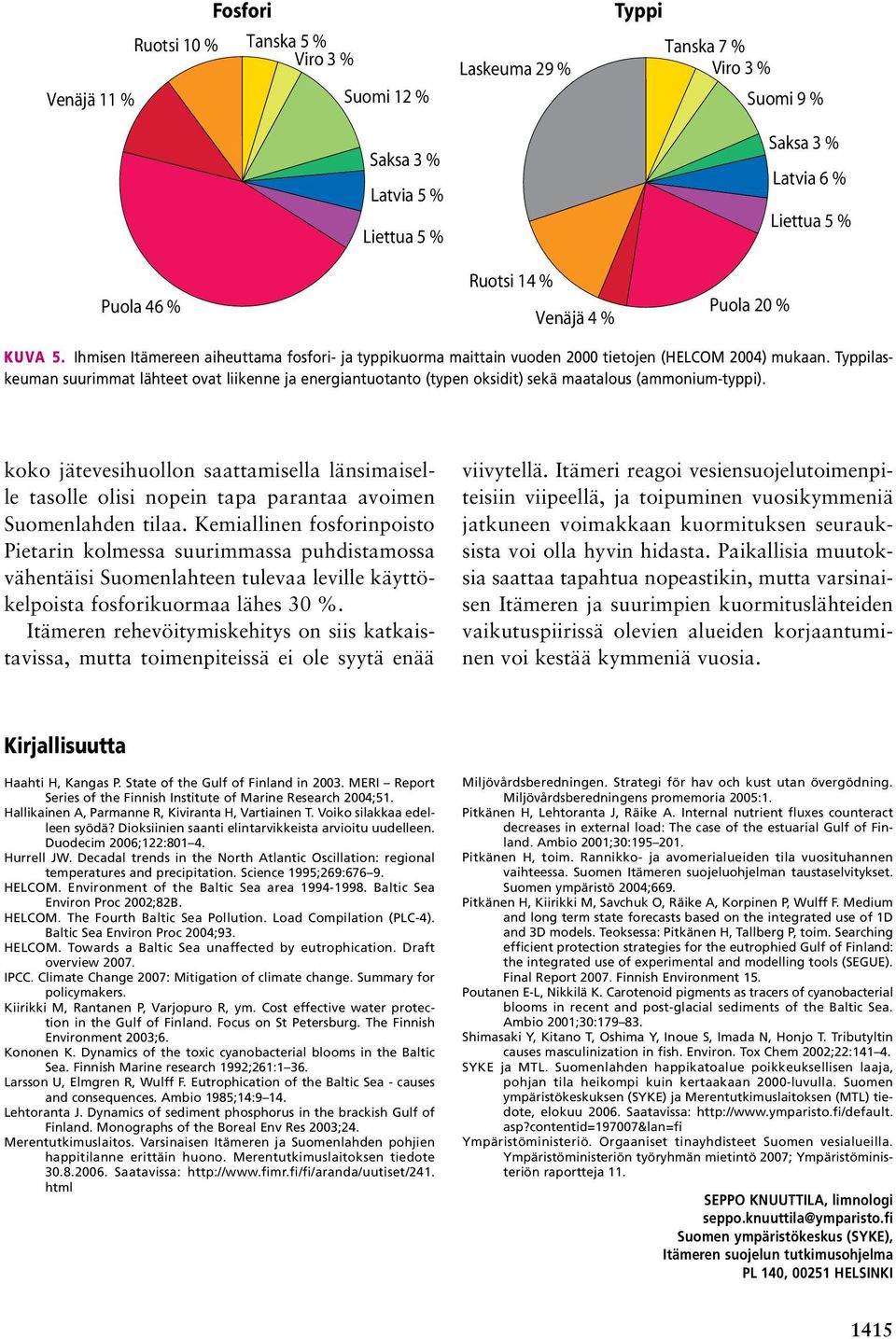 Typpilaskeuman suurimmat lähteet ovat liikenne ja energiantuotanto (typen oksidit) sekä maatalous (ammonium-typpi).