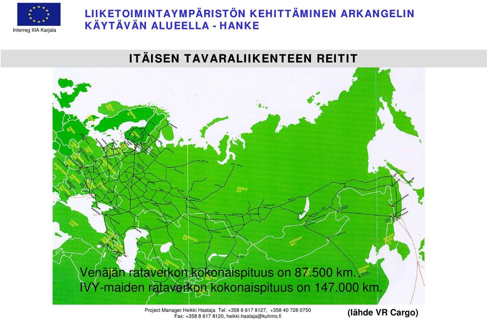 IVY-maiden rataverkon kokonaispituus on 147.