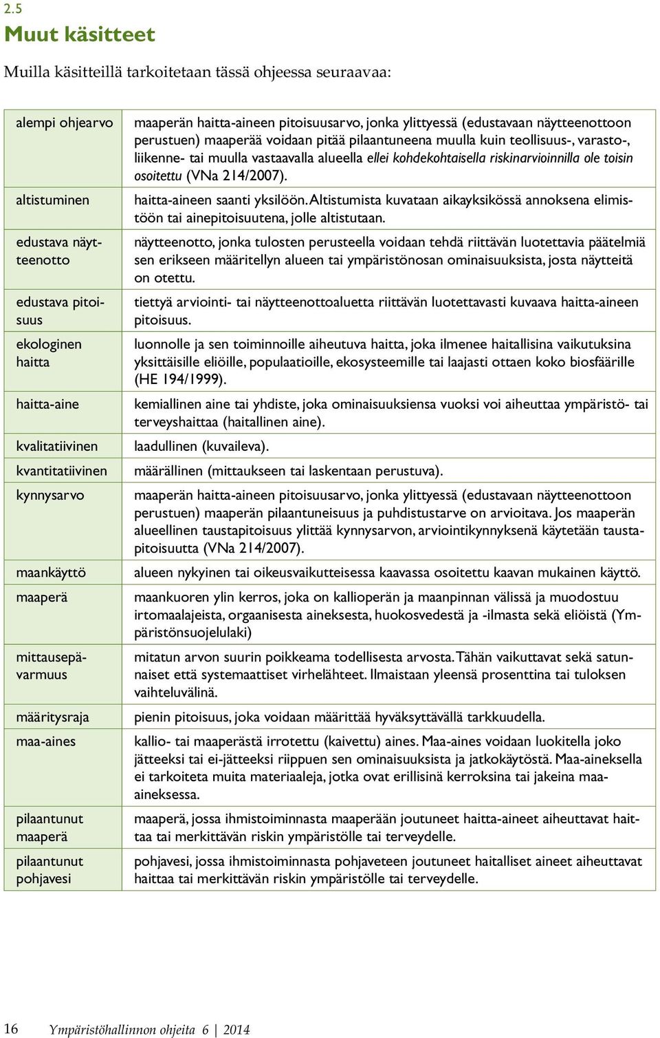 teollisuus-, varasto-, liikenne- tai muulla vastaavalla alueella ellei kohdekohtaisella riskinarvioinnilla ole toisin osoitettu (VNa 214/2007). haitta-aineen saanti yksilöön.