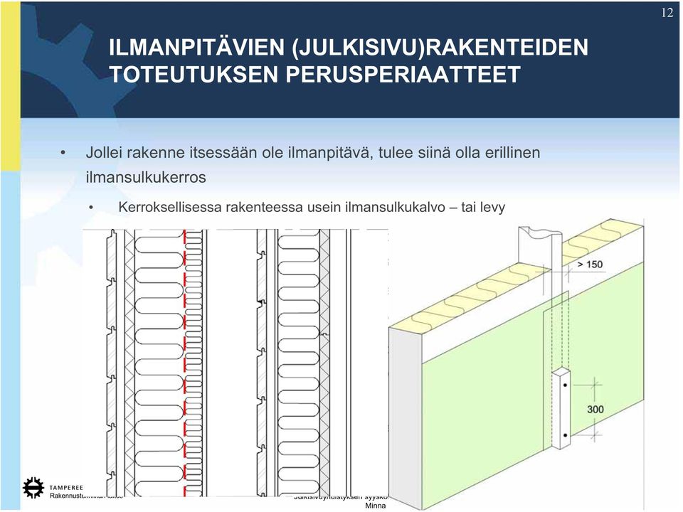 suunniteltava huolellisesti ilmanpitävyyden kannalta Puurakenteissa elementtien liikkeet minimoitava Betonielementeissä saumat tehdään juotosvaluilla tai joustavien elastisten saumojen