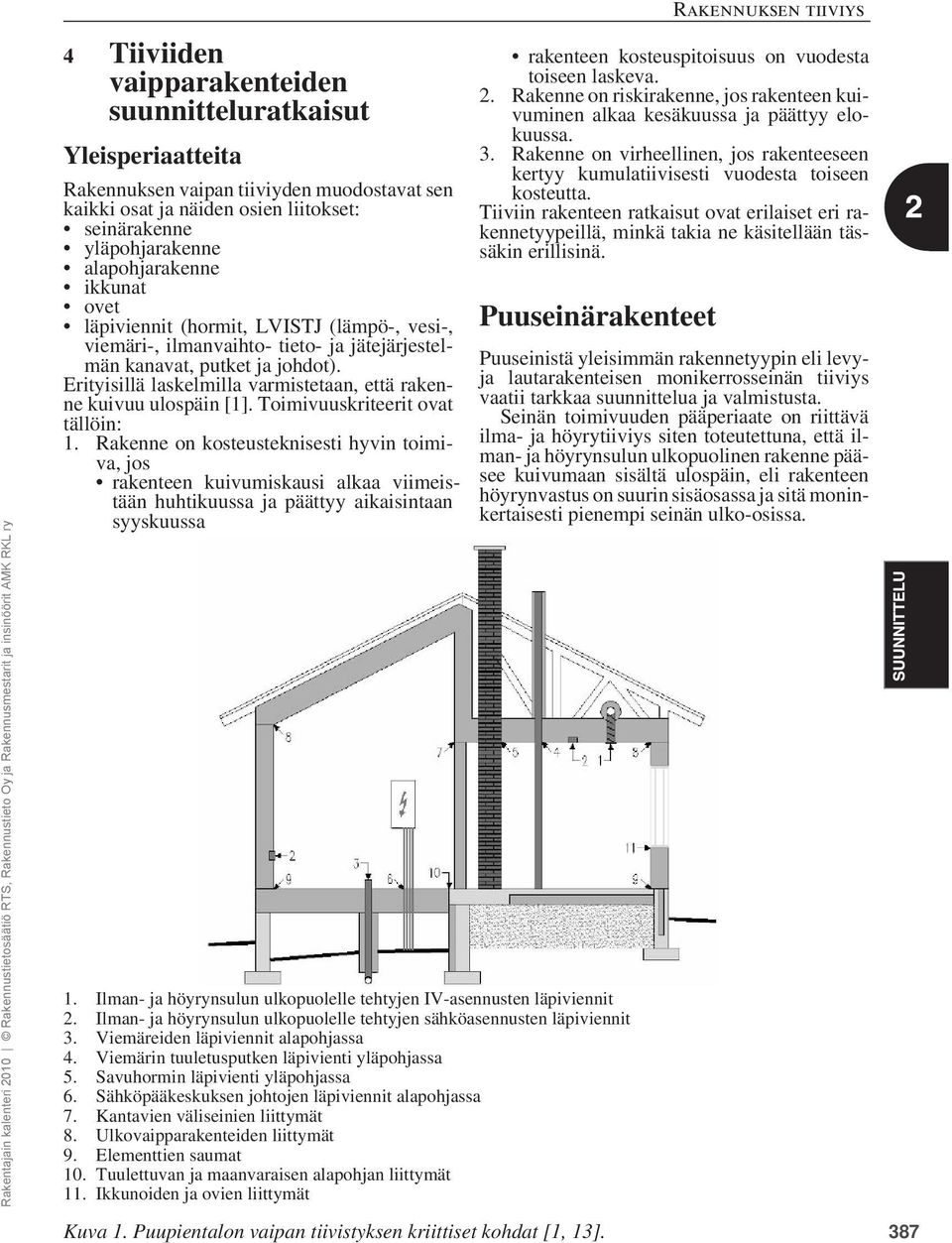 Erityisillä laskelmilla varmistetaan, että rakenne kuivuu ulospäin [1]. Toimivuuskriteerit ovat tällöin: 1.