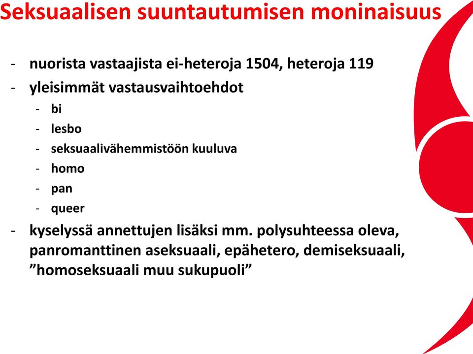 kuuluva - homo - pan - queer - kyselyssä annettujen lisäksi mm.