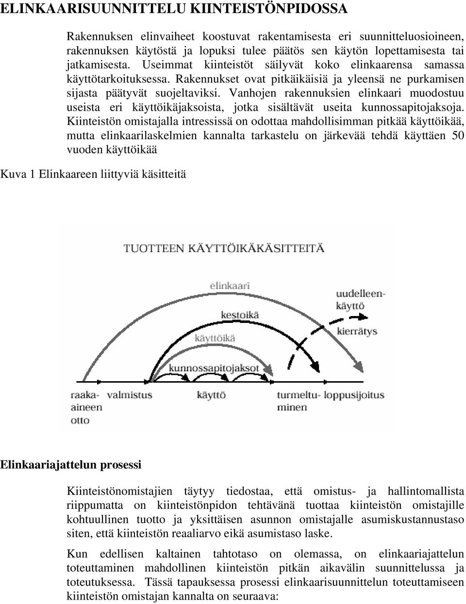 Vanhojen rakennuksien elinkaari muodostuu useista eri käyttöikäjaksoista, jotka sisältävät useita kunnossapitojaksoja.