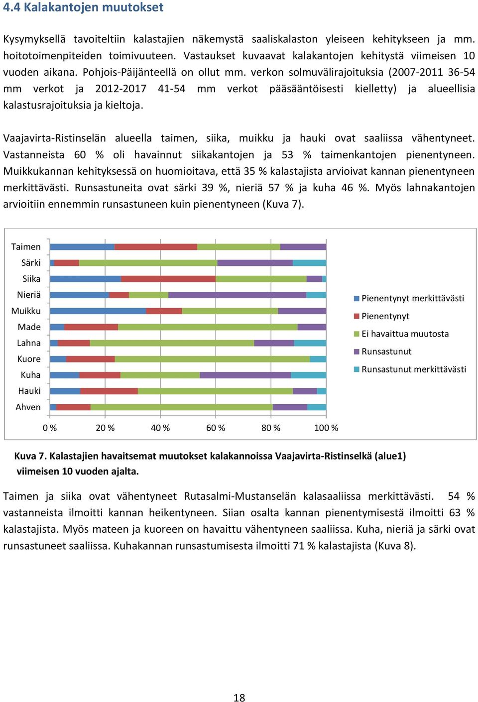 verkon solmuvälirajoituksia (2007-2011 36-54 mm verkot ja 2012-2017 41-54 mm verkot pääsääntöisesti kielletty) ja alueellisia kalastusrajoituksia ja kieltoja.