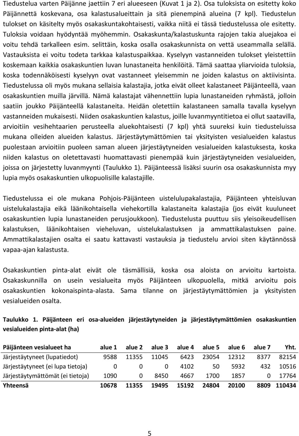 Osakaskunta/kalastuskunta rajojen takia aluejakoa ei voitu tehdä tarkalleen esim. selittäin, koska osalla osakaskunnista on vettä useammalla selällä.