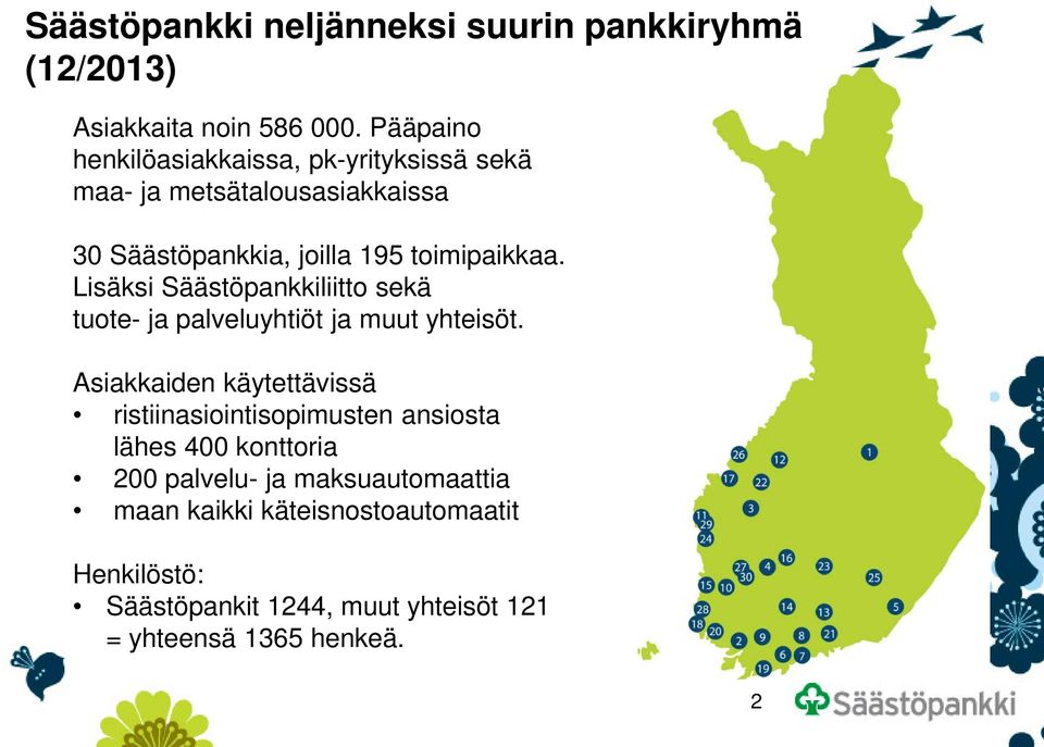 Lisäksi Säästöpankkiliitto sekä tuote- ja palveluyhtiöt ja muut yhteisöt.