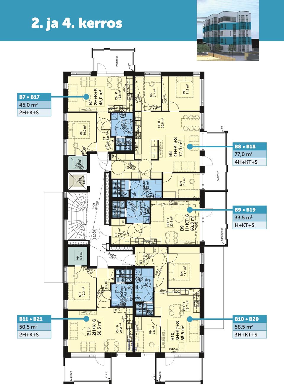 2 2,9 m 2 4,3 m 2 24,2 m 2 4,2 m 2 9,2 m 2 pöytätaso seinään asti 4,9 m 2 4,5 m 2 10,9 m 2 7,7 m 2