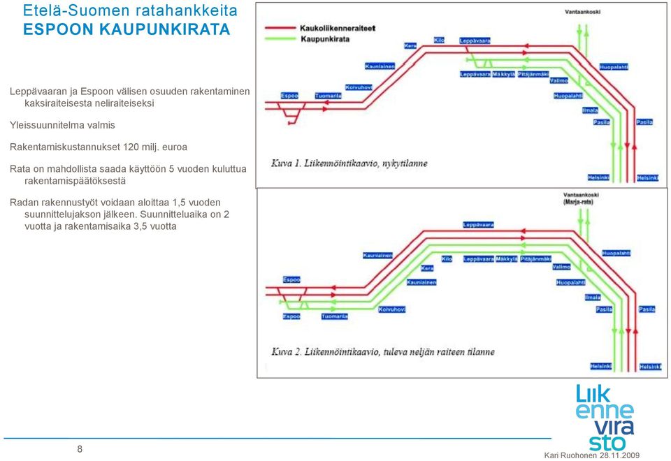 euroa Rata on mahdollista saada käyttöön 5 vuoden kuluttua rakentamispäätöksestä Radan rakennustyöt