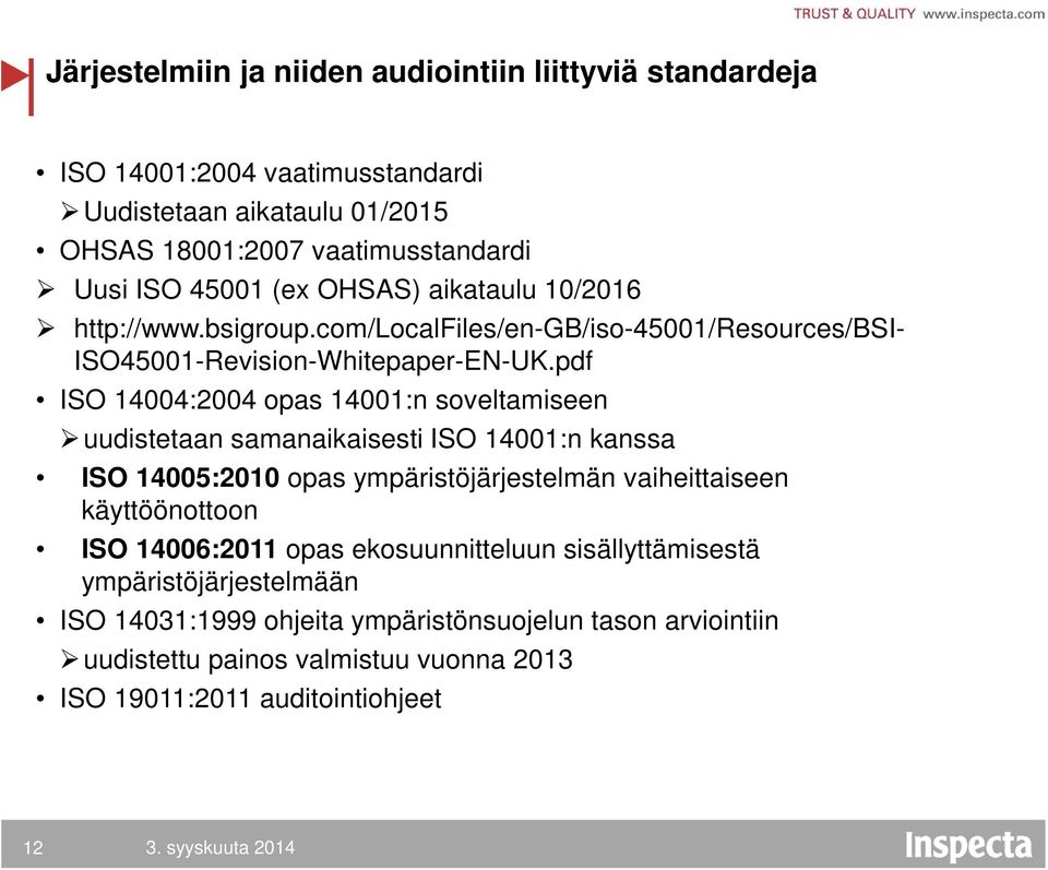 pdf ISO 14004:2004 opas 14001:n soveltamiseen uudistetaan samanaikaisesti ISO 14001:n kanssa ISO 14005:2010 opas ympäristöjärjestelmän vaiheittaiseen käyttöönottoon ISO