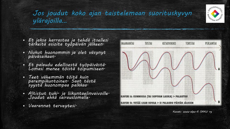 Et palaudu edellisestä työpäivästä. Lomasi menee töistä toipumiseen.