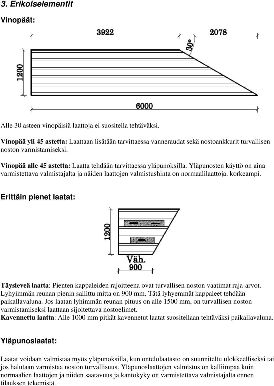 Yläpunosten käyttö on aina varmistettava valmistajalta ja näiden laattojen valmistushinta on normaalilaattoja. korkeampi.