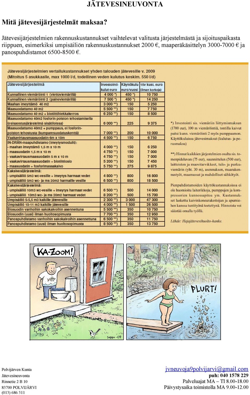 valitusta järjestelmästä ja sijoituspaikasta riippuen,