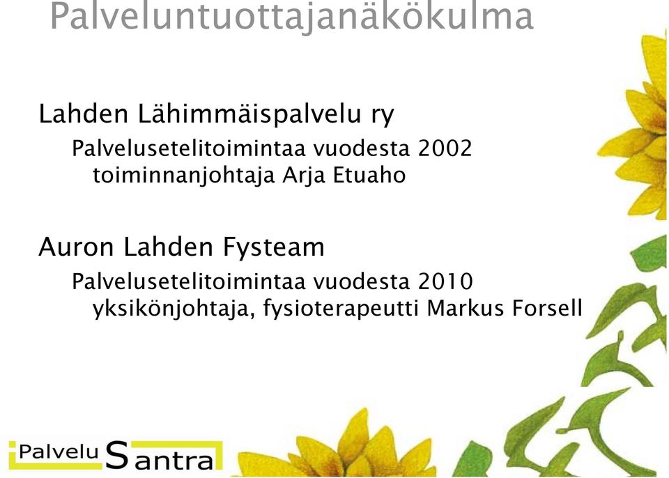 Arja Etuaho Auron Lahden Fysteam Palvelusetelitoimintaa
