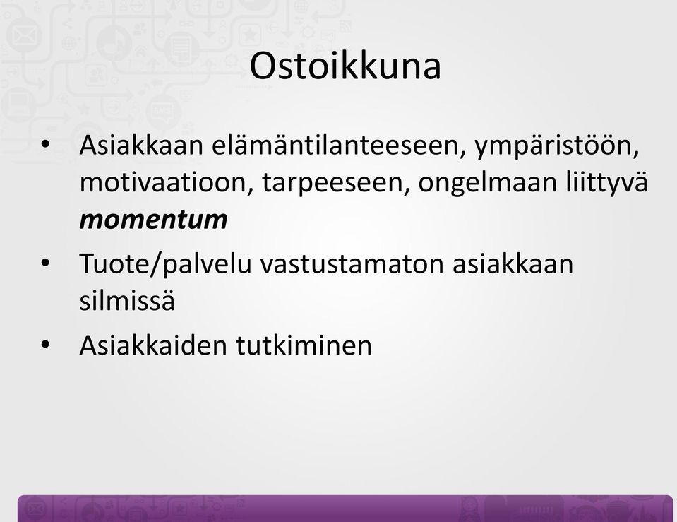 ongelmaan liittyvä momentum Tuote/palvelu